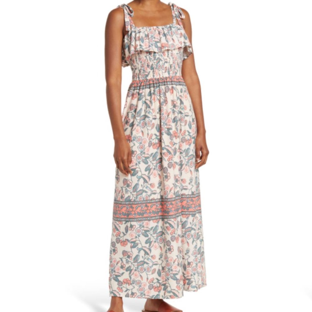 NWT Nordstrom Printed Tie Shoulder Maxi Dress
